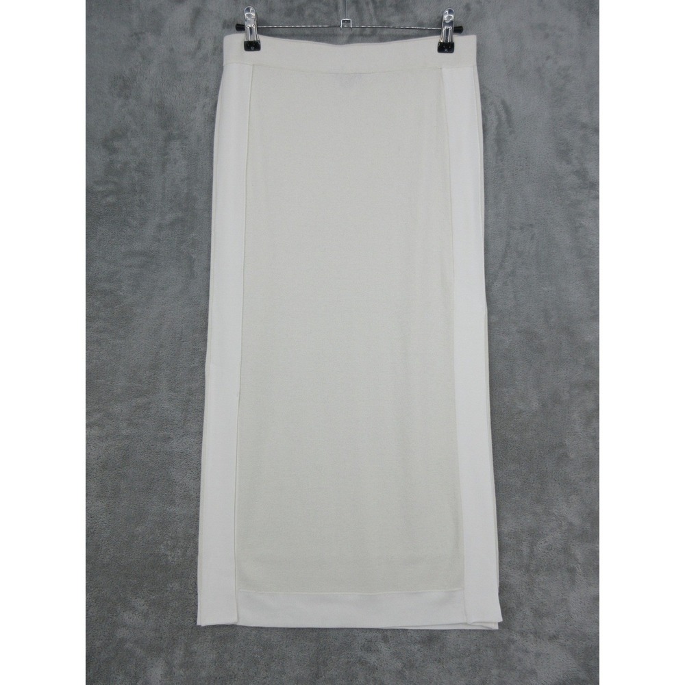 Worth New York Skirt Womens‎ Small Petite Silk Blend Knit Midi Side Slit Cream